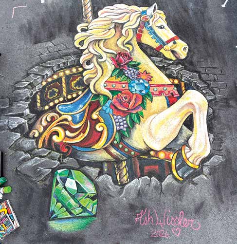 Chalk art entitled “Nostalgia” by Ash Wissler.